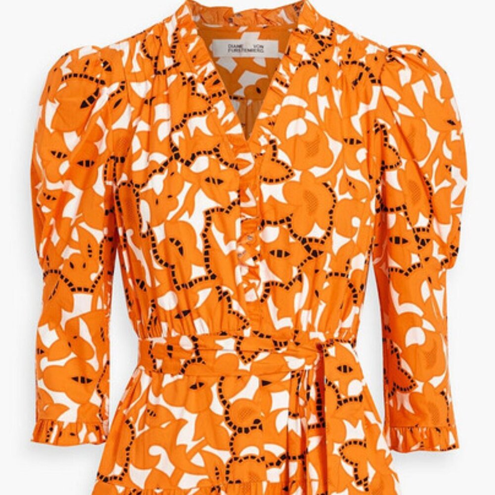 Leylani ruffled printed cotton-poplin midi dress